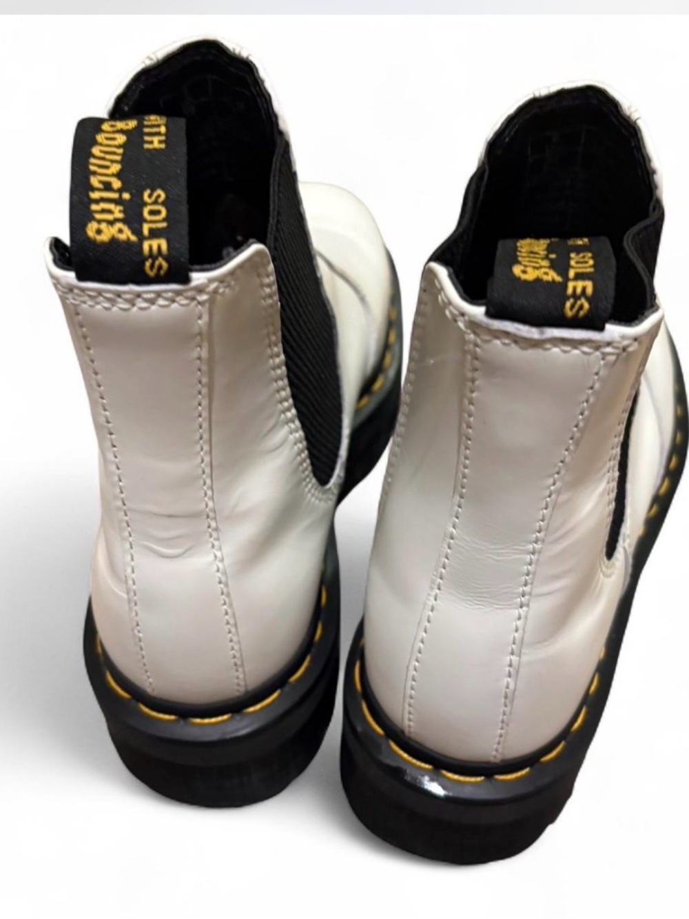 Dr. Marten 2976 Quad Leather White Chelsea Platform Boots Sz 7 - Picture 6 of 10
